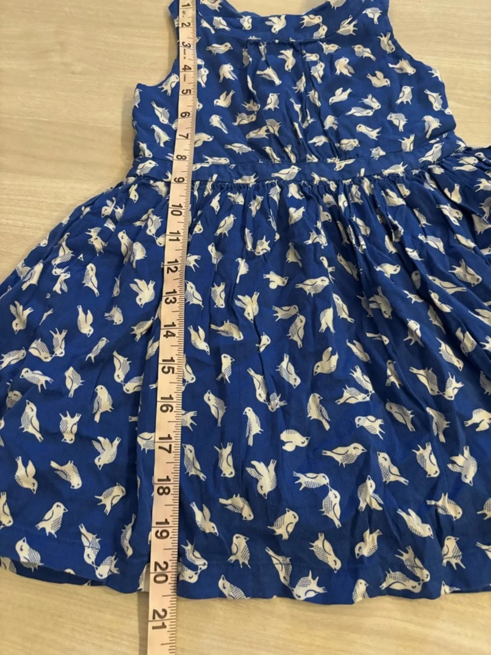 Carter's Blue Sleeveless Cotton Rayon Dress White Birds Novelty Print size 4